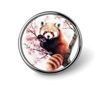 RedPanda on The Tree Funny Round Lapel Pins Metal Button Brooch Badge Tie Hats Clothes Decoration for Men Women