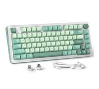 Redragon 75% teclado mecánico, teclado inalámbrico RGB para juegos con perilla de volumen, perfil MDA, interruptores lineales prelubricados, 81 teclas, teclado intercambiable en caliente