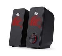 Redragon Altavoz estéreo 2.0 Stentor (GS500) 2x5W para Ordenador con retroiluminación roja, Alimentado por USB y Jack 3,5 mm