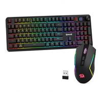 Redragon CB204 - Combo de teclado y mouse inalámbricos para juegos, teclado K526 PRO RGB de 104 teclas con pantalla de información LED y perilla + paquete de mouse inalámbrico de 4800 DPI de 2.4 GHz