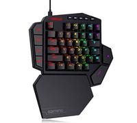 Redragon K585 DITI - Teclado de Juego mecánico RGB de una Mano, Teclado de Juego Profesional con Cable Tipo C con 7 Teclas Macro integradas, reposamuñecas Desmontable, 42 Teclas, US Layout