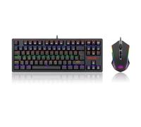 Redragon Gaming Teclado Y Ratón Plus Mouse Pad Combo K552-BA-DE Rojo RGB LED Retroiluminado Teclado De 87 Teclas Mecánicas Para Juegos, Ratón De Juegos Retroiluminado Programable M601, Alfombrilla De Ratón Grande Para Juegos (Diseño De Teclado Alemán QWERTZ)