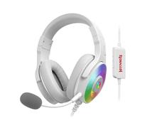 Redragon H350 - Auriculares para Juegos con Cable de Color Blanco, retroiluminación RGB dinámica, Sonido Envolvente estéreo, micrófono Desmontable, Auriculares para PC / PS4/NS
