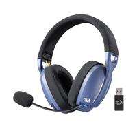 Redragon H878 - Auriculares inalámbricos para videojuegos con iluminación azul de 3 modos, ligeros, sonido envolvente 7.1, controladores de 40 mm, micrófono desmontable, para PC, conmutador