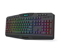 Redragon K503 Teclado inalámbrico para juegos, retroiluminación LED RGB, teclas multimedia, teclado de membrana silencioso con reposamuñecas para juegos de PC con Windows (negro)