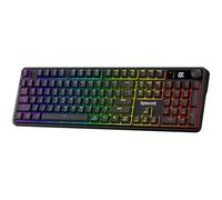 Redragon K526 PRO RGB Teclado Gaming Inalámbrico de Membrana, Teclado de 104 Teclas con Sensación Mecánica, Pantalla de Información LED, Control Rotativo de Iluminación de Fondo/Medios y Interruptores
