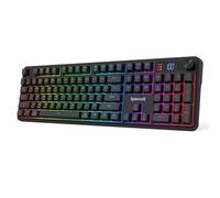 Redragon K526 PRO RGB Wireless Membrana Gaming Keyboard 104 Teclas Sensación Mecánica Teclado con Pantalla LED InfoDisplay Medios/Retroiluminación-Regulador giratorio Suave Interruptor lineal y