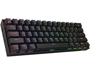 Redragon K530 Pro Draconic 60% BT - Teclado mecánico inalámbrico con Cable y 2,4 GHz, 61 Teclas, RGB Intercambiable en Caliente con Interruptor Rojo Lineal, para Windows/Mac/Android, US Layout