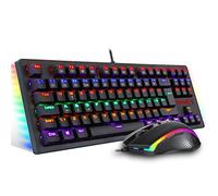 Redragon K552-BA-UK Gaming Teclado Y Ratón Plus Mouse Pad Combo, RGB LED Retroiluminado Teclado De 87 Teclas, M601 Ratón Programable, Alfombrilla De Ratón Grande para Juegos (Diseño QWERTY UK)