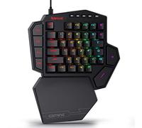 Redragon K585 DITI - Teclado de Juego mecánico RGB de una Mano, Teclado de Juego Profesional con Cable Tipo C con 7 Teclas Macro integradas, reposamuñecas Desmontable, 42 Teclas (Interruptor Azul)