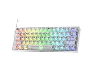 Redragon K617 60% teclado para juegos RGB con cable, teclado mecánico completamente transparente de 61 teclas, software Pro compatible, interruptor personalizado translúcido