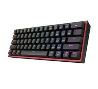 Redragon Teclado Mecánico Gaming K617 Fizz RGB |Teclado Gaming 60% | Interruptores Rojos | Distribución Ingles Us| Cable USB | Teclado para Juegos 61 Teclas | Negro