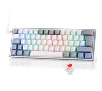 Redragon K617 Fizz 60% Teclado Alemán QWERTZ para juegos, teclado RGB para juegos con cable, 62 teclas, interruptores rojos intercambiables en caliente, teclas programables, cable USB tipo C extraíble
