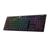 Redragon K618 Teclado mecánico RGB, BT/2,4 GHz/cableado, Teclado para Juegos de Tres Modos con Teclas Planas y conexión inalámbrica, Control Multimedia dedicado e Interruptor Lineal Rojo, US Layout