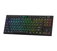 Redragon K621 Horus TKL Teclado mecánico inalámbrico RGB, 5.0 BT/2.4 Ghz/con tres modos con cable, 80% ultra delgado, de perfil bajo, BT con control multimedia dedicado e interruptores rojos lineales,