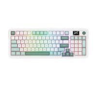 Redragon Teclado mecánico K719, RGB, 2.4 GHz/BT/cableado, interruptores Mambo, Blanco y Verde, con Panel