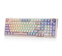 Redragon K768 PRO - Teclado inalámbrico RGB para juegos de 100 teclas, teclado mecánico PBT masivo de 8000 mAh con enchufe de intercambio en caliente, control de perilla dedicado y amortiguación de