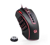 Redragon M990 MMO - Ratón para juegos, 32000 DPI de alta precisión con cable RGB con 23 botones programables, 16 teclas macro laterales, soporte de software, base de aluminio