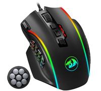 Redragon - mouse para juegos, MMO Mouse Gaming UP 12400 DPI, 19 botones programables macro, mouse RGB con 12 botones laterales, 8 ajustes de peso de 2,4 g para PC portátil MOBA FPS, M901K, negro