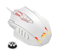 Redragon M908 Impact RGB LED MMO Mouse con Botones Laterales, Mouse óptico para Juegos con Cable con 12,400 dpi, Alta precisión, 20 Botones de Mouse programables, Color Blanco