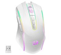 Redragon Ratón para juegos inalámbrico, RGB, recargable, con 9 botones programables de edición macro, 8000 ppp, ergonómico inalámbrico, 70 horas para PC/Mac Gamer, color blanco