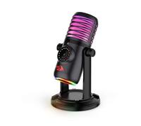 Redragon Stellaris GM306 - Micrófono de condensador RGB negro USB tipo C para juegos de triple diafragma