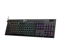 Redragon Teclado mecánico Horus RGB K619, teclado para juegos con cable de diseño ultrafino con teclas de perfil bajo, control multimedia dedicado e interruptor rojo lineal, compatible con software