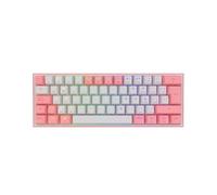 Redragon Teclado Mecánico Inalámbrico K616 Fizz-Pro RGB | 2.4Ghz - Bluetooth 5.0 - USB | 60% Español Latino | Interruptores Rojos | Blanco y Rosa