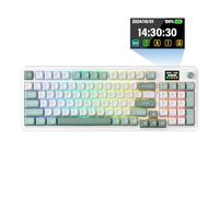 Redragon Teclado mecánico K719, RGB, 2.4 GHz/BT/cableado, interruptores Mambo, blanco y verde, con panel