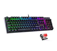 Redragon Teclado mecánico para juegos, teclado QWERTZ (disposición alemana) con interruptor rojo para PC Gamer Trabajo, teclado programable con cable de 105 teclas, carcasa de acero, iluminación RGB