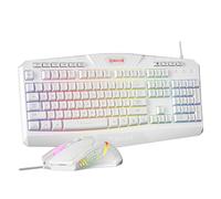 Redragon Teclado y ratón para juegos con cable S101 Combo RGB retroiluminado teclado de juego con teclas multimedia Reposamuñecas y ratón de juego retroiluminado rojo 3200 DPI para Windows PC Gamers