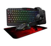 Redragon WAVEIMPACT S103 Gaming Combo Kit 4 en 1 Hawthorn Toetsenbord QWERTY + Ratón M705 Pegasus + Auriculares Garuda Gaming + Muismat Archelon M, 4 en 1 (toetsenbord, muismat)