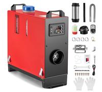 Redriver Calentador Diesel Aire 12V/24V 8KW Todo en uno, con Silenciador, Mando LCD y Telecontrol para Autocaravana, Furgoneta, Coche, Camión, Barco (Rojo, 8KW Todo en uno)