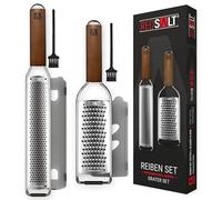 REDSALT conjunto de ralladores Zester y Julienne de acero inoxidable con mango de madera | rallador de cocina para limón jengibre zanahoria patatas, queso parmesano | cortadora de cocina profesional