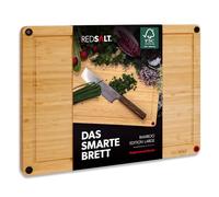REDSALT® Innovadora tabla de cortar de madera de bambú, grande, 42x30x2,5cm, reversible, antideslizante, antibacteriana, surco profundo, tabla prémium para cocina, barbacoa (Talla L 42x30x2,5cm)