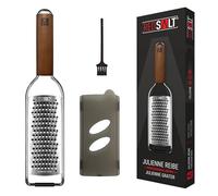 REDSALT rallador cocina de acero inoxidable premium con mango de madera | ideal para queso Pecorino Parmesano | verduras patatas apio calabacín zanahorias | frutas manzana pera | rebanador profesional