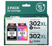 Redsee 302XL Cartuchos de Tinta Remanufacturado para HP 302 XL Negro y Color Cartucho de Tinta 302 Impresora Compatible para HP Envy 4524 4520 4527 DeskJet 3630 2130 OfficeJet 3831 3835 5230（2-Pack）