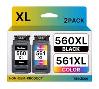 Redsee 560 561 XL Cartuchos PG 560XL Negro y CL 561XL Faber Reemplazo para Canon Cartuchos de Tinta 560 561 XL para TS7450 TS7451 TS5350 TS5351 TS5352 TS5353(Negro, Color)