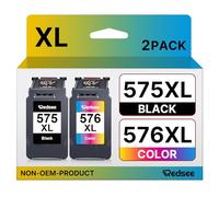 Redsee PG-575XL CL-576XL Multipack Cartuchos de Tinta Reemplazo para Canon 575 XL 576 XL para Impresora TS3550i TS3551i TR4750i TR4751i, 2 Pack (Negro, Color)