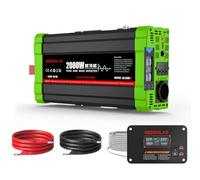 REDSOLAR Inversor 2000W Onda Pura Convertidor DC 12V a AC 220V 230V con Pantalla LCD, Puerto USB, Toma EU, Panel Remoto con Cable de 7 Metros, Pico 4000W - Ideal para Caravanas, RV y Uso Off-Grid