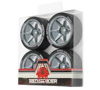 REDSPIDER Ruedas y neumáticos hexagonales RC de 12 mm, llantas de metal OD2.56 pulgadas, neumáticos de carreras RC para Tamiya TT01 TT02 XV01 TA06 A959 PTG2 HPI KYOSHO PTG2 Traxxas 1:10 Street Touring