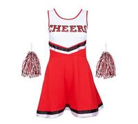 Redstar Fancy Dress Disfraz de Animadora con Pompones de Colores - look de Cheerleader para Mujer - Disfraz de Animadora de Adulto para Halloween, Fiestas de Disfraces y Carnaval