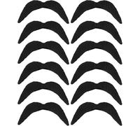 Redstar Fancy Dress - Pack de 12 Bigotes postizos - para Diferentes Ocasiones y Estilos - Negro
