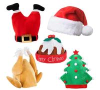 REDSTAR FANCY DRESS Pack de 5 gorros de Navidad para adultos - Contiene sombreros de Papá Noel, pavo de Navidad, pudín de Navidad y sombrero de árbol de Navidad - Accesorios de Navidad para adultos