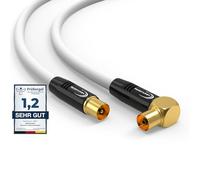 RedStar24 - Cable coaxial de antena blanco de 5 m, conector macho a 90° con conector hembra, cable coaxial HDTV Premium, compatible con TV, radio, DVB-T/T2, DVB-C, DAB