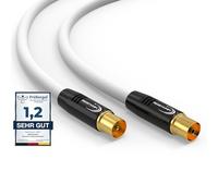 RedStar24 Cable de antena 12,5m Blanco - Macho a Hembra IEC - Cable Coaxial HDTV Premium para Televisión por Cable | Cable de TV: Compatible con TV, Radio, DVB-T/T2, DVB-C, DAB