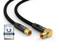 RedStar24 Cable de antena 12,5m Negro - Macho a Hembra 90° Ángulo - Cable Coaxial HDTV Premium para Televisión por Cable | Cable de TV: Compatible con TV, Radio, DVB-T/T2, DVB-C, DAB