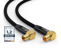 RedStar24 Cable de antena 5m Negro - 90° Ángulo Coaxial | Macho a Hembra - Cable Coaxial HDTV Premium para Televisión por Cable | Cable de TV: Compatible con TV, Radio, DVB-T/T2, DVB-C, DAB