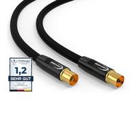 RedStar24 Cable de antena 7,5m Negro - Macho a Hembra IEC - Cable Coaxial HDTV Premium para Televisión por Cable | Cable de TV: Compatible con TV, Radio, DVB-T/T2, DVB-C, DAB