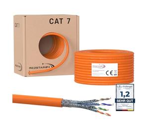 RedStar24 CAT 7 Cable Ethernet 50m - Cable de Red CAT7 LAN, Cobre, Cable de Datos CAT.7 Gigabit S/FTP, Categoría 7, Libre de Halógenos, PIMF, PoE, 10Gbit, Conexión de Red, 50 Metros